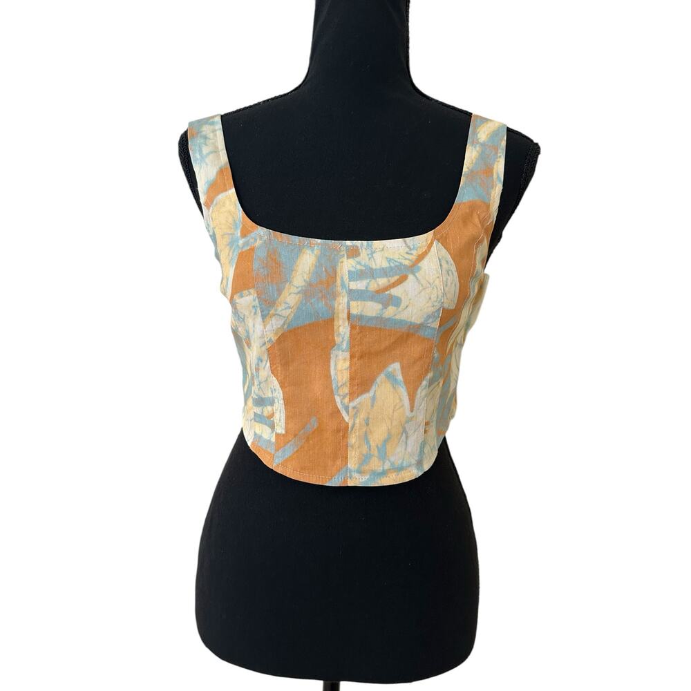A.L.C. Women Multicolor Isabel Linen Blend Sleeveless Crop Top Size 0-NWT - Picture 4 of 8